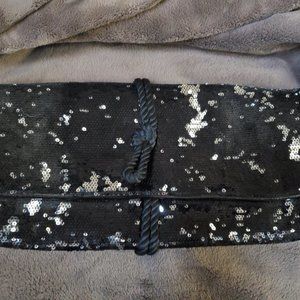 White House Black Market Black Sequin Purse Clutch new with tags